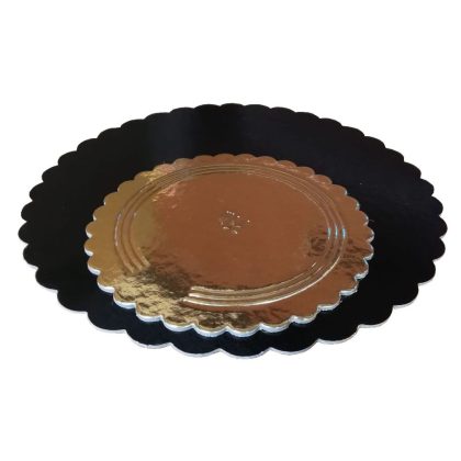 Round, two-color paper tray with scalloped edges D26 cm